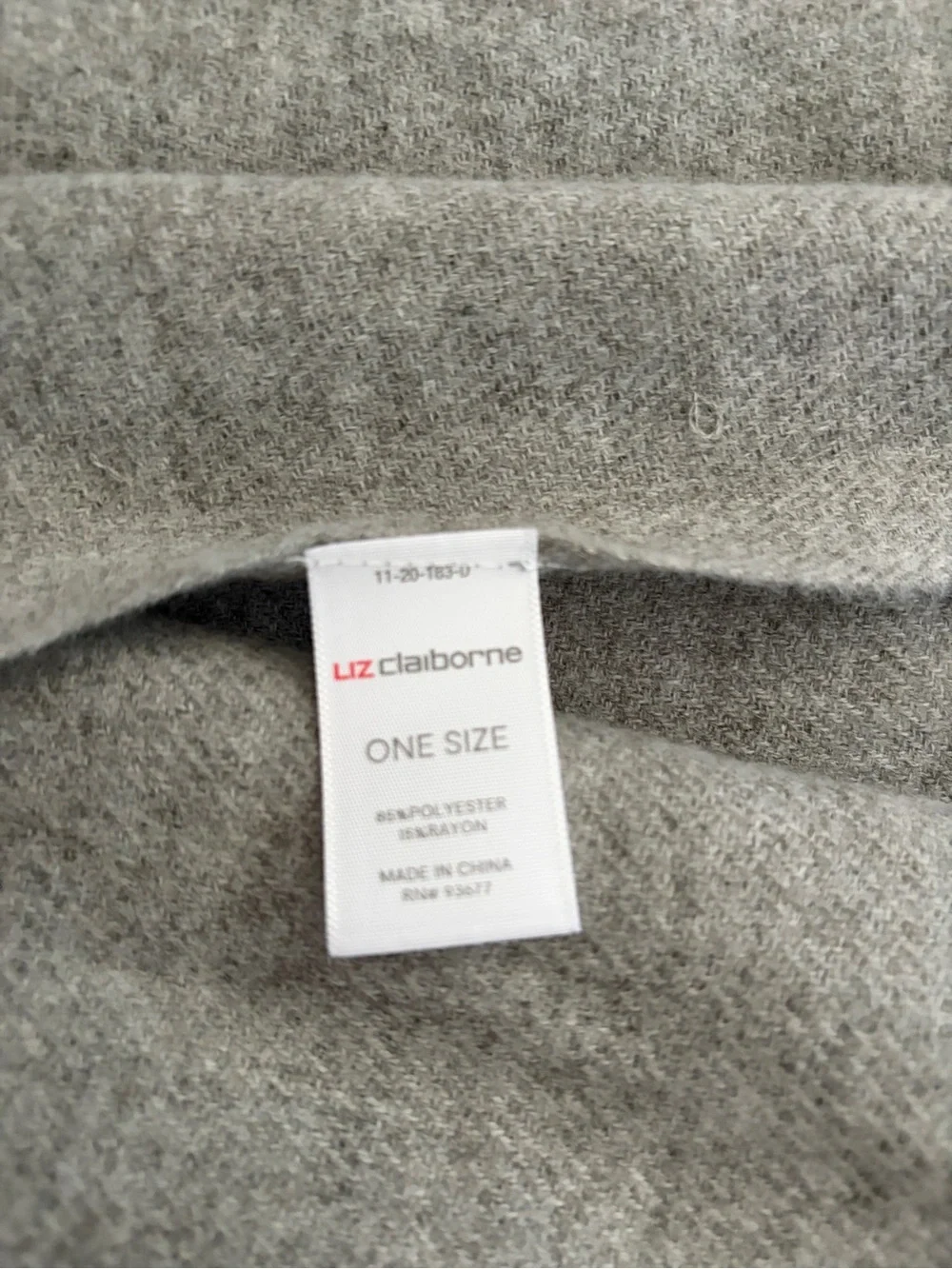 Liz Claiborne Large Light Gray Fringe Wrap Scarf